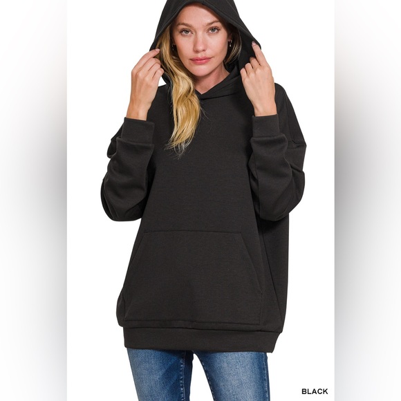 Zenana SCUBA HOODIE WITH KANGAROO POCKETS - Picture 3 of 3